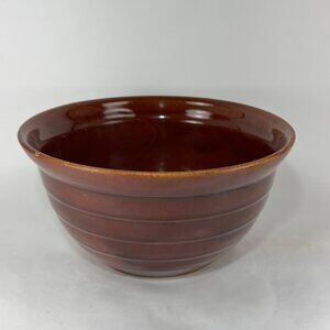 Vtg Marcrest Oven Proof Banded Brown Glazed Stoneware Mixing Bowl Farmhouse 8"
